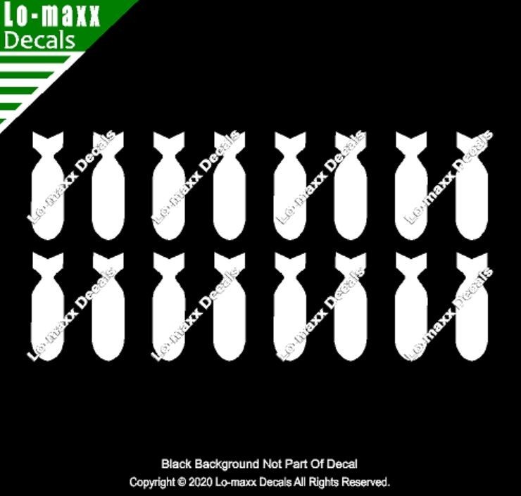 Bombs Fighter Bomber Military WW 2 Vertical High Quality Die Cut Vinyl Decal