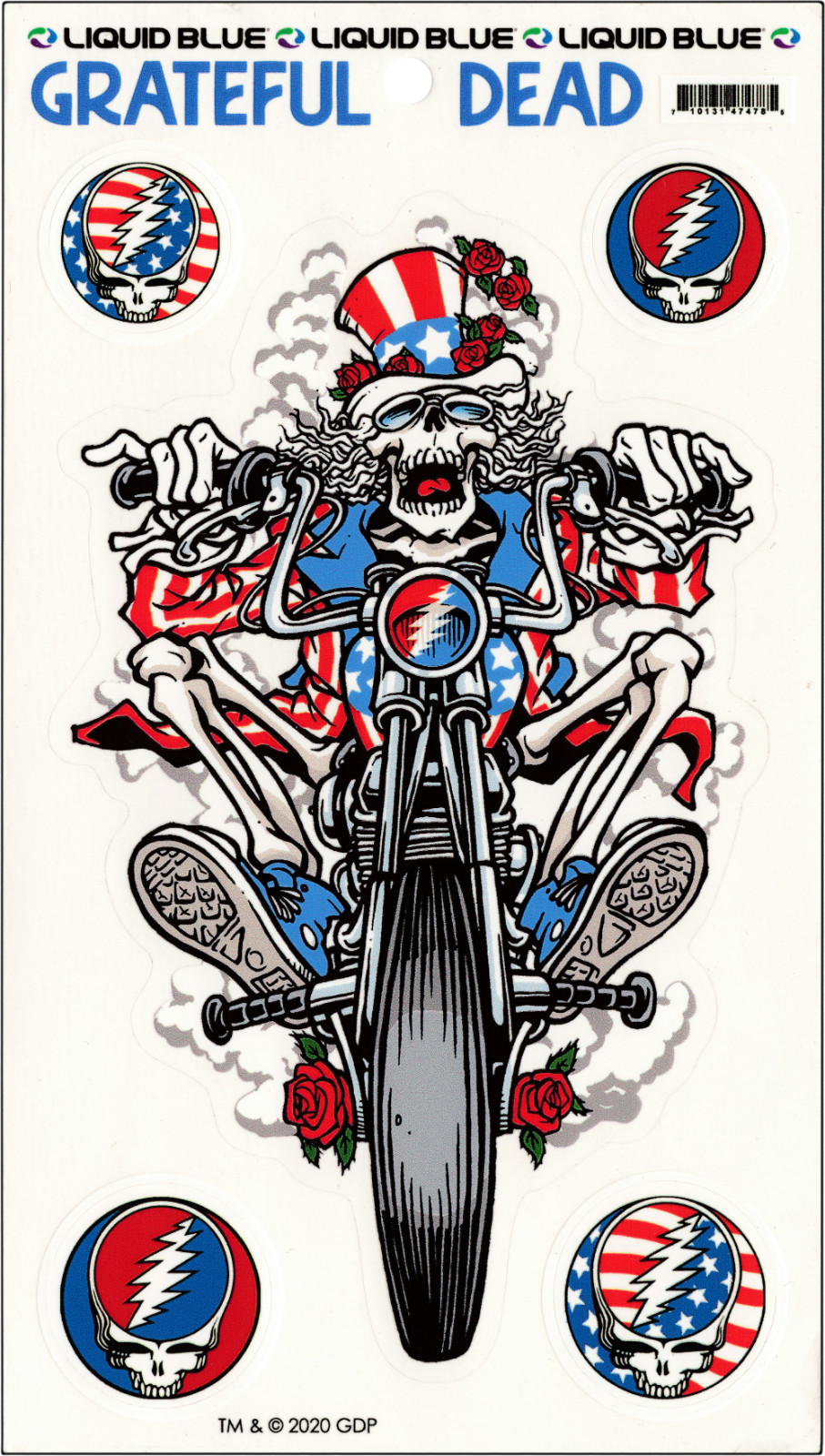 Sticker 5 Pack – Grateful Dead Skeleton Motorcycle Rock Music Band Decal #12106