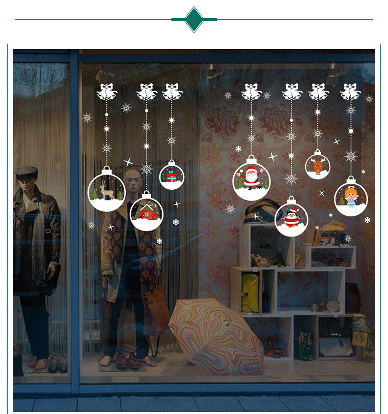 Christmas Santa Claus Reindeer Ornament Snowflake Window Clings Decor Stickers