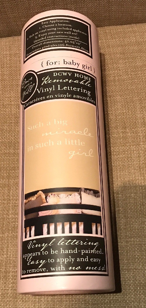 DCWV Home Baby Girl Miracle Removable Vinyl Lettering Wall Bedroom Decor New