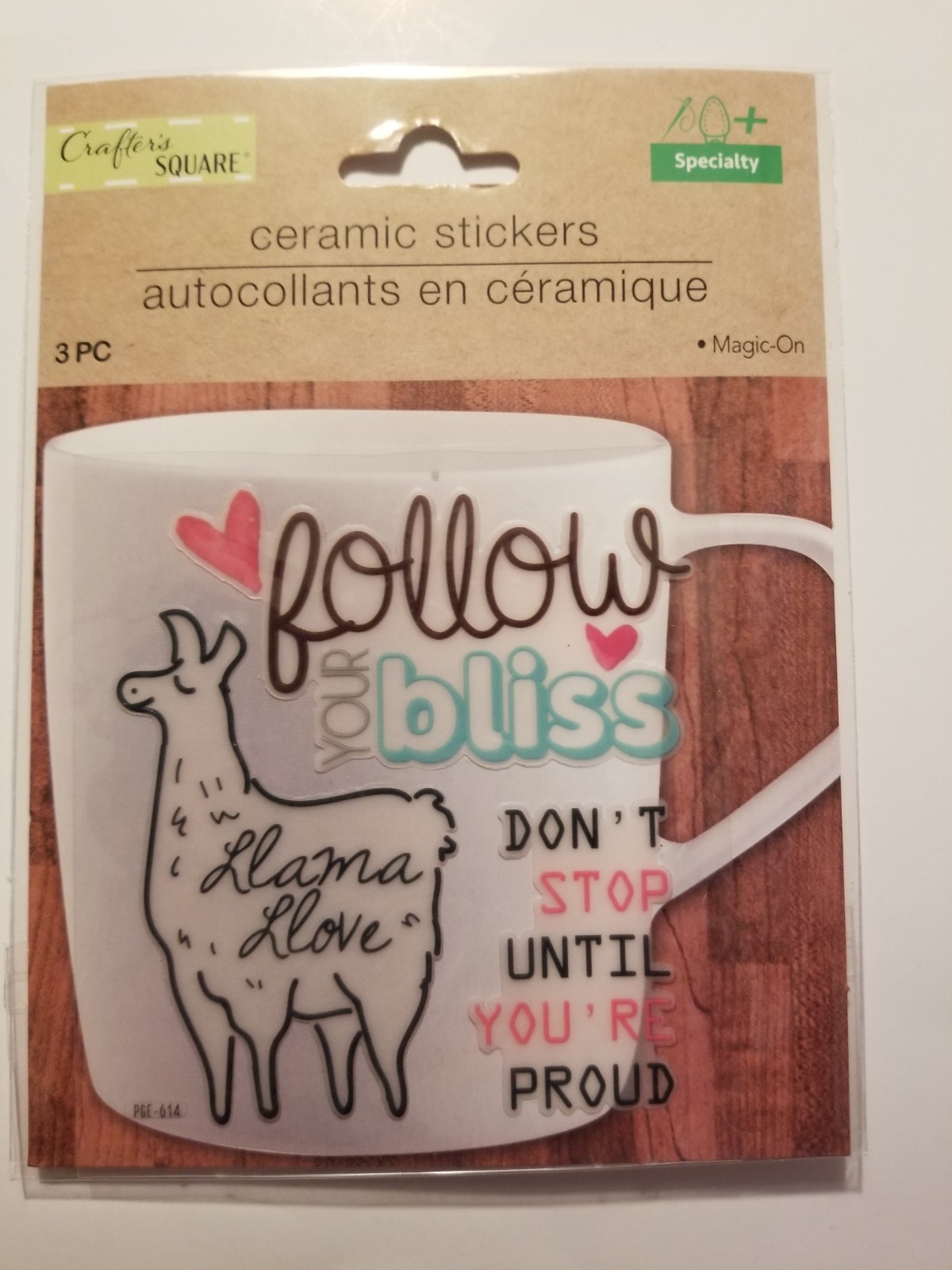 Ceramic Stickers Coffee Cup Stickers Llama Follow Your Bliss 2 Packs