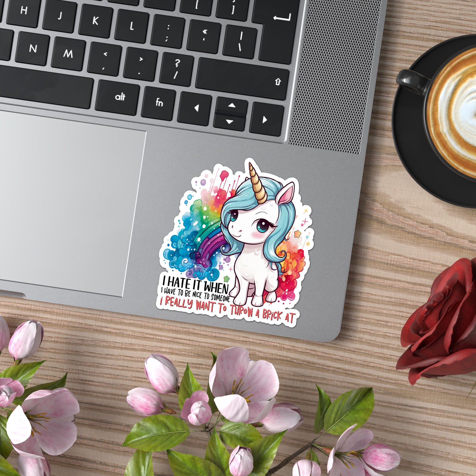 Hate Nice Unicorn – Vinyl Decal Sticker – Car Window Laptop – ebn11793