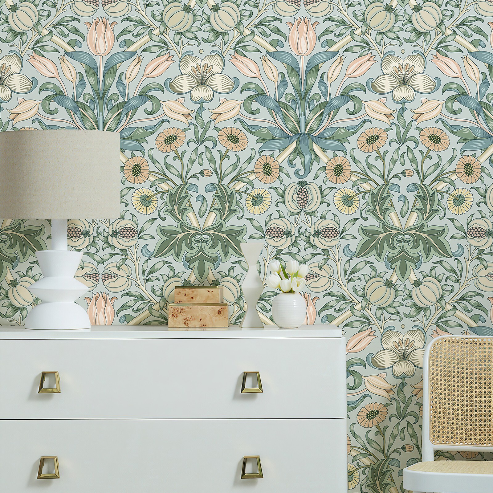 Vintage Floral Peel and Stick Wallpaper Pomegranate Flower Sticker 17.3"X400" Ne