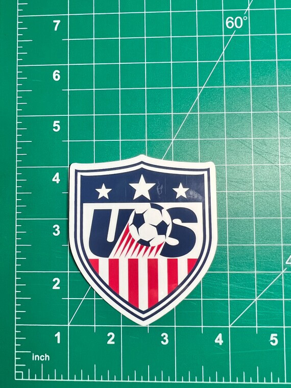 USMNT Old Soccer Shield/Crest – Laminated Vinyl Sticker – 3"x3" USA