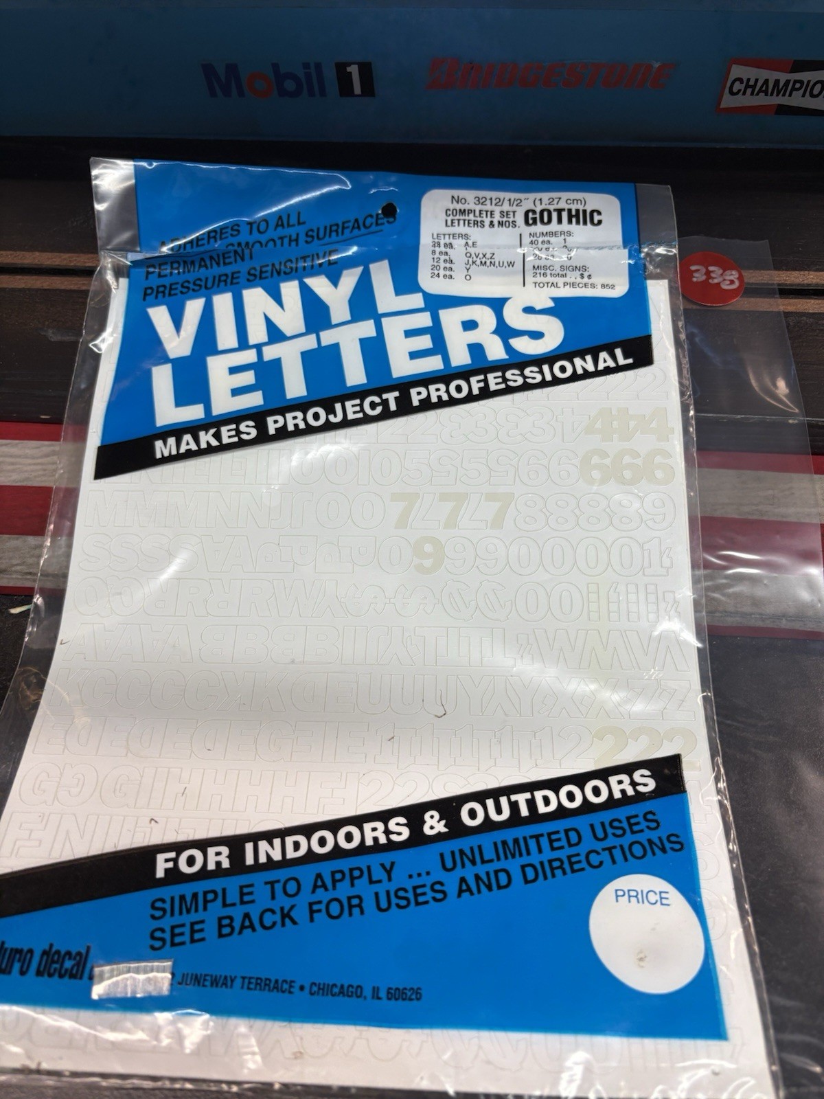 Permanent Adhesive Vinyl Letters & Numbers 1/2" G WHITE PARTIAL / A FEW MISSING