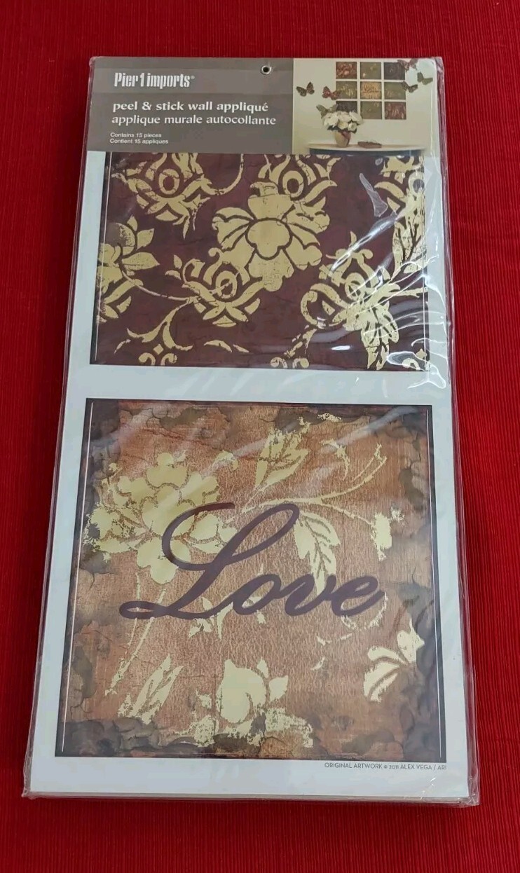 3 Pier 1 Imports Butterfly/Floral Peel & Stick Wall Applique (15) Each Brand New