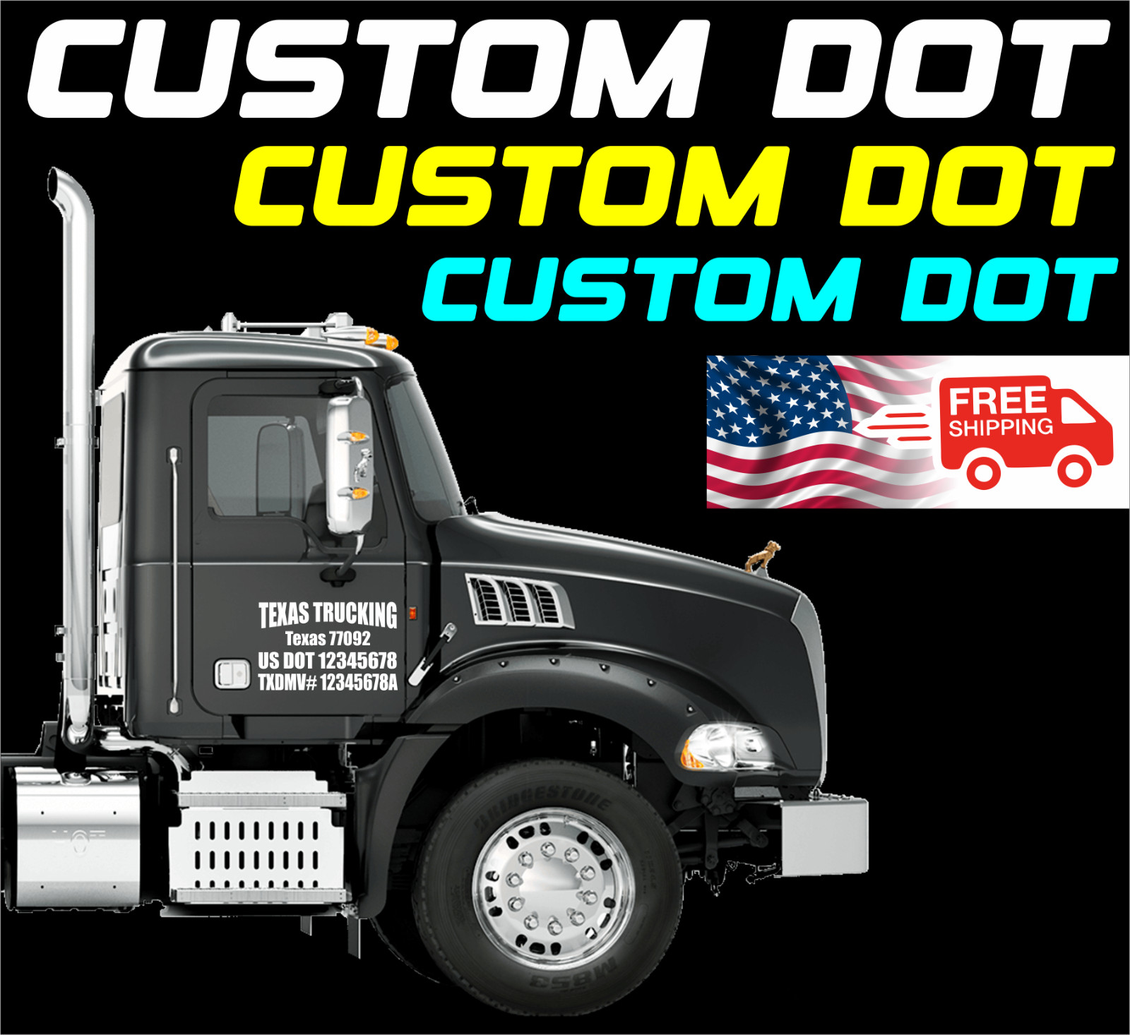 USDOT Decals Set of 2 Custom US DOT Numbers 22 X 14 INCHES