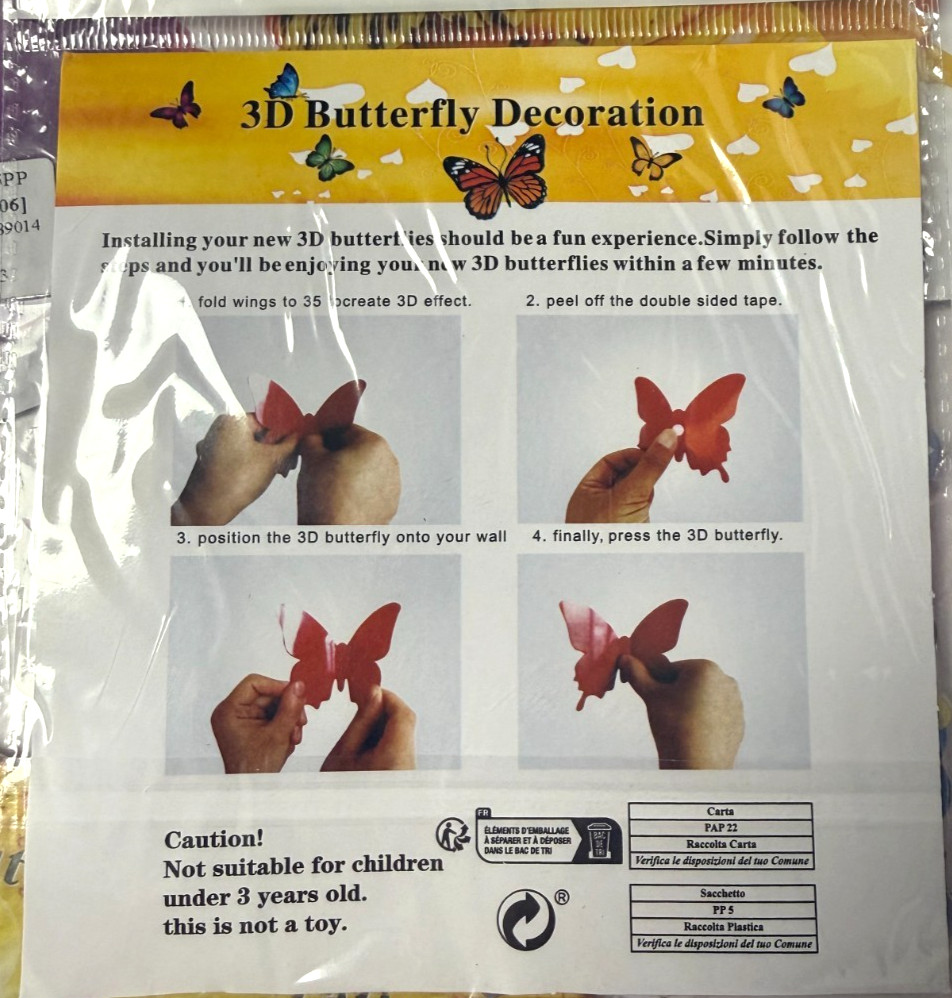Butterfly Wall Decor 48 PCS, 3D Butterflies Stickers Party Home Decoration