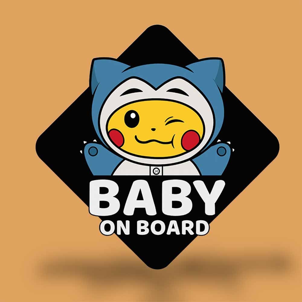 Pikachu in Snorlax Suit Decal | Cute Pokémon Baby on Board Car Sticker | Anime