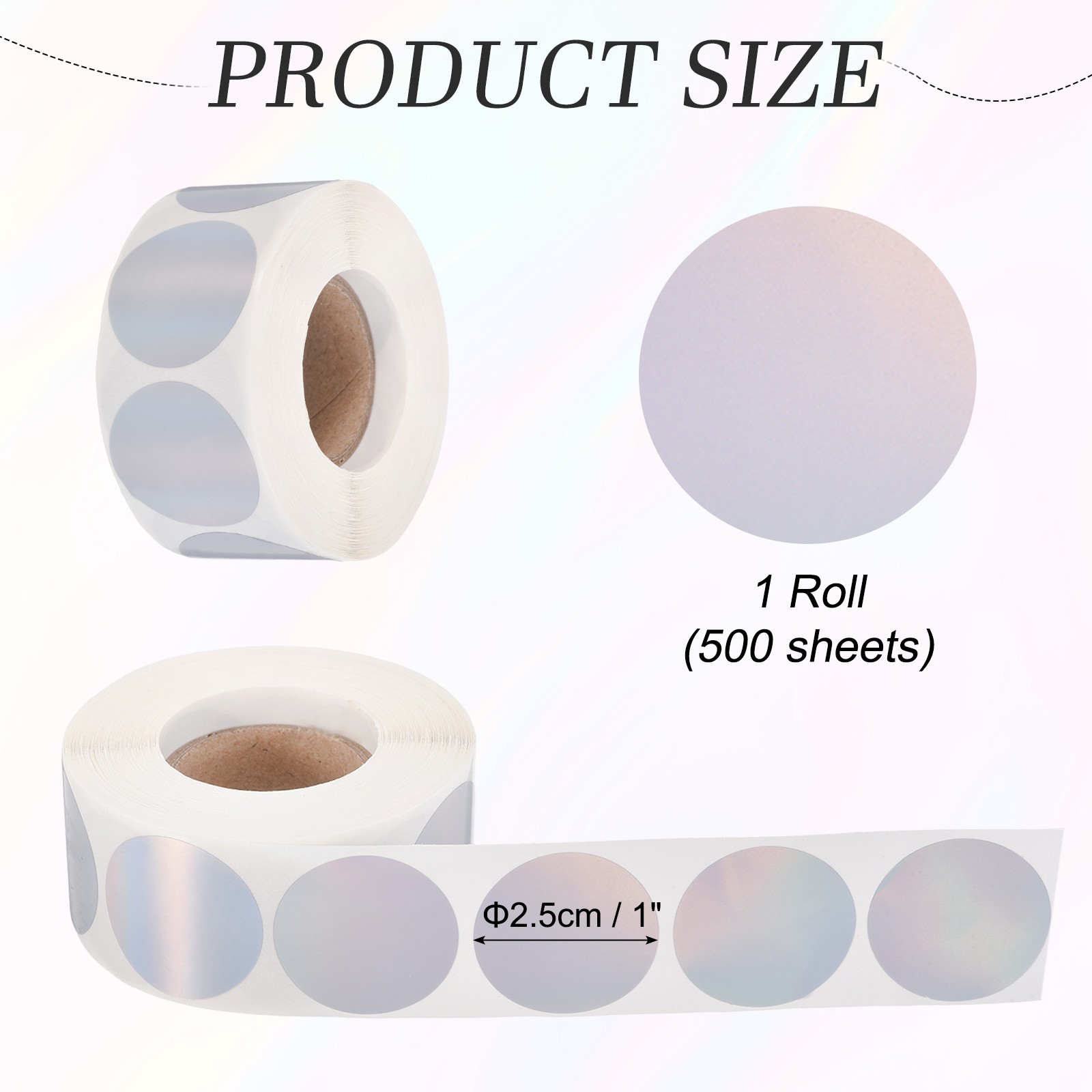 500pcs Round Thermal Label 1×1" Self-Adhesive Thermal Stickers Silver