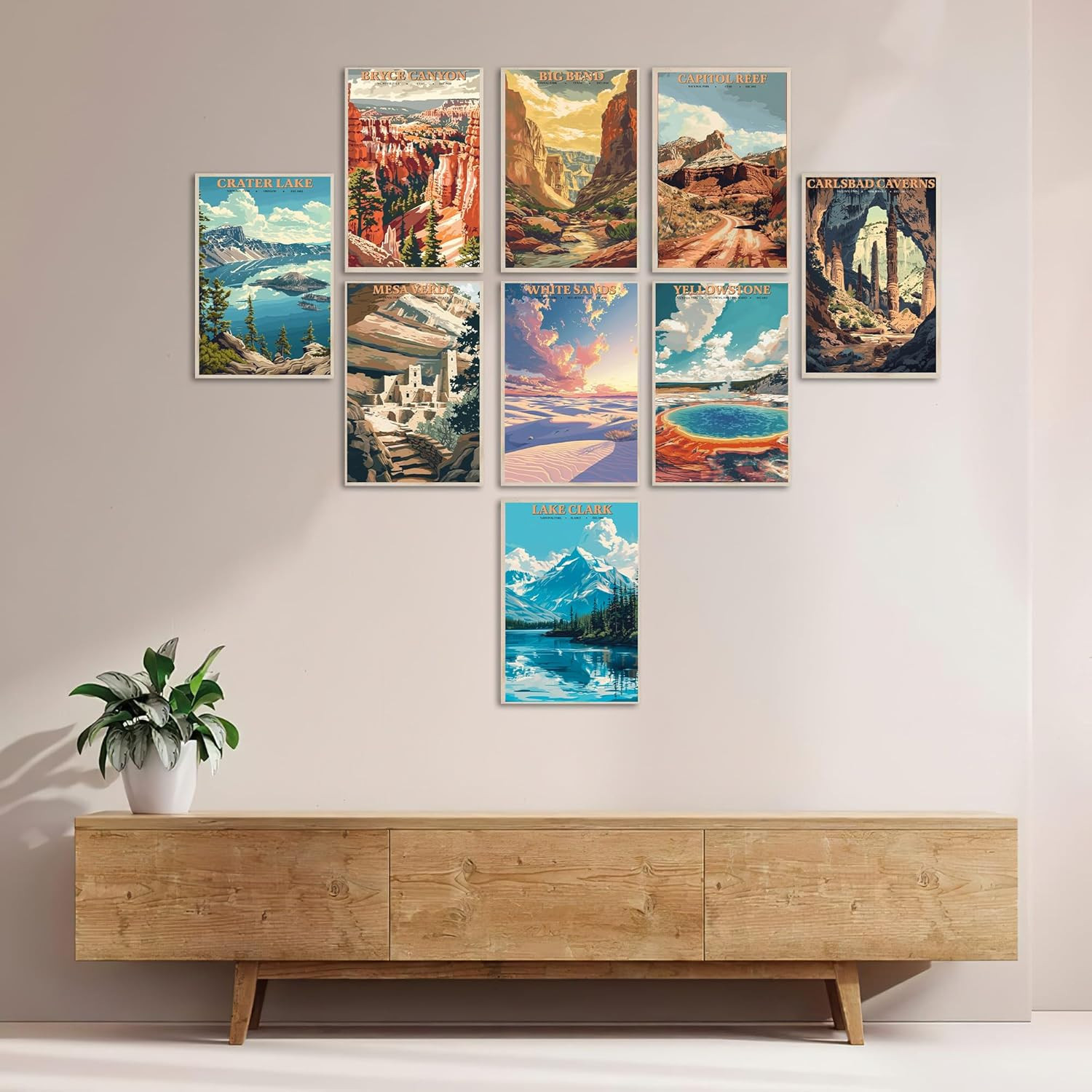National Park Poster Retro Travel Posters Yellowstone Yosemite Arches Vintage Na