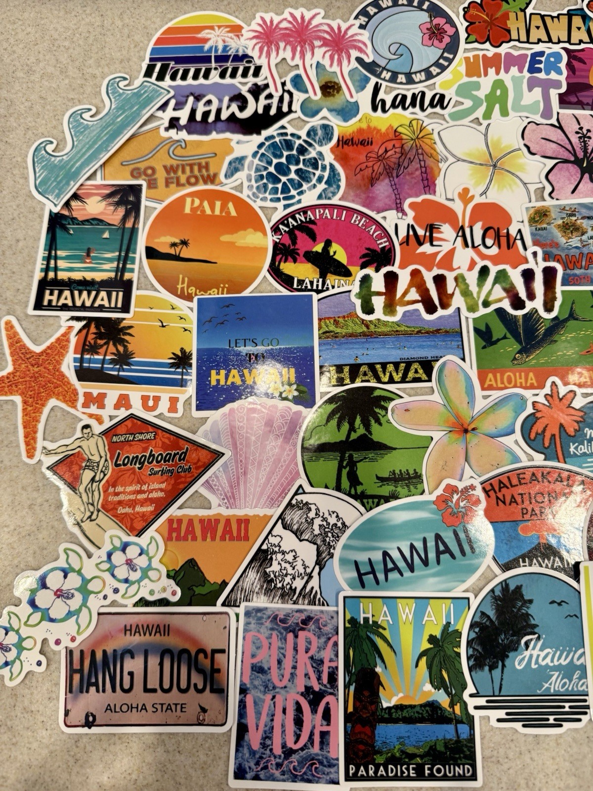 Hawaii, Surfing, Summer, Travel Stickers/Decals, NEW, Pick Your Pack of 50or100