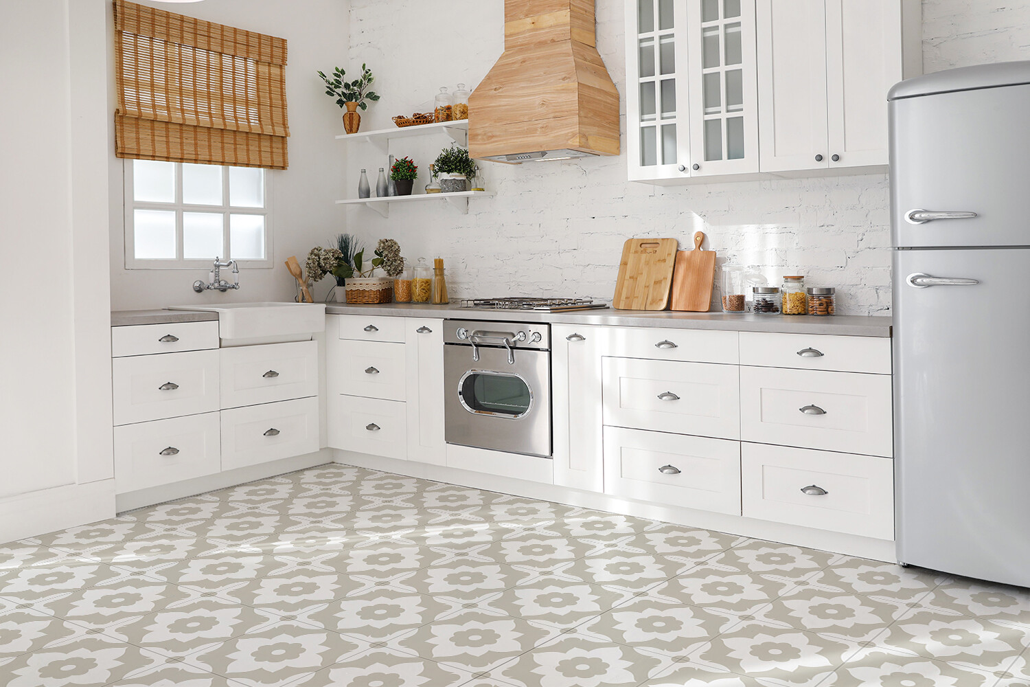 11,8”x11,8” Tile Stickers Splashback Kitchen Peel and Stick Arabesque flower