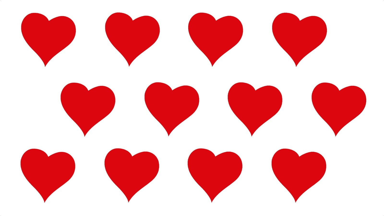 Valentine Heart Symbol Vinyl Decal Sticker Set of 12 Sheet of 12 Hearts Laptop