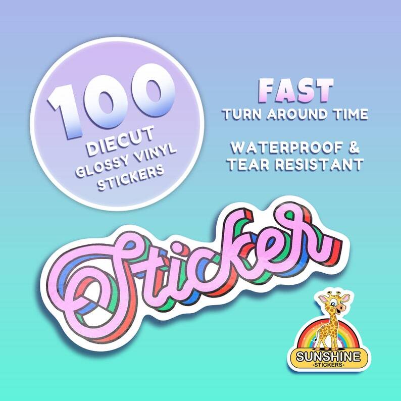 100pcs Custom Vinyl Waterproof Stickers Cut any Shape Personalized Bulk Sticker