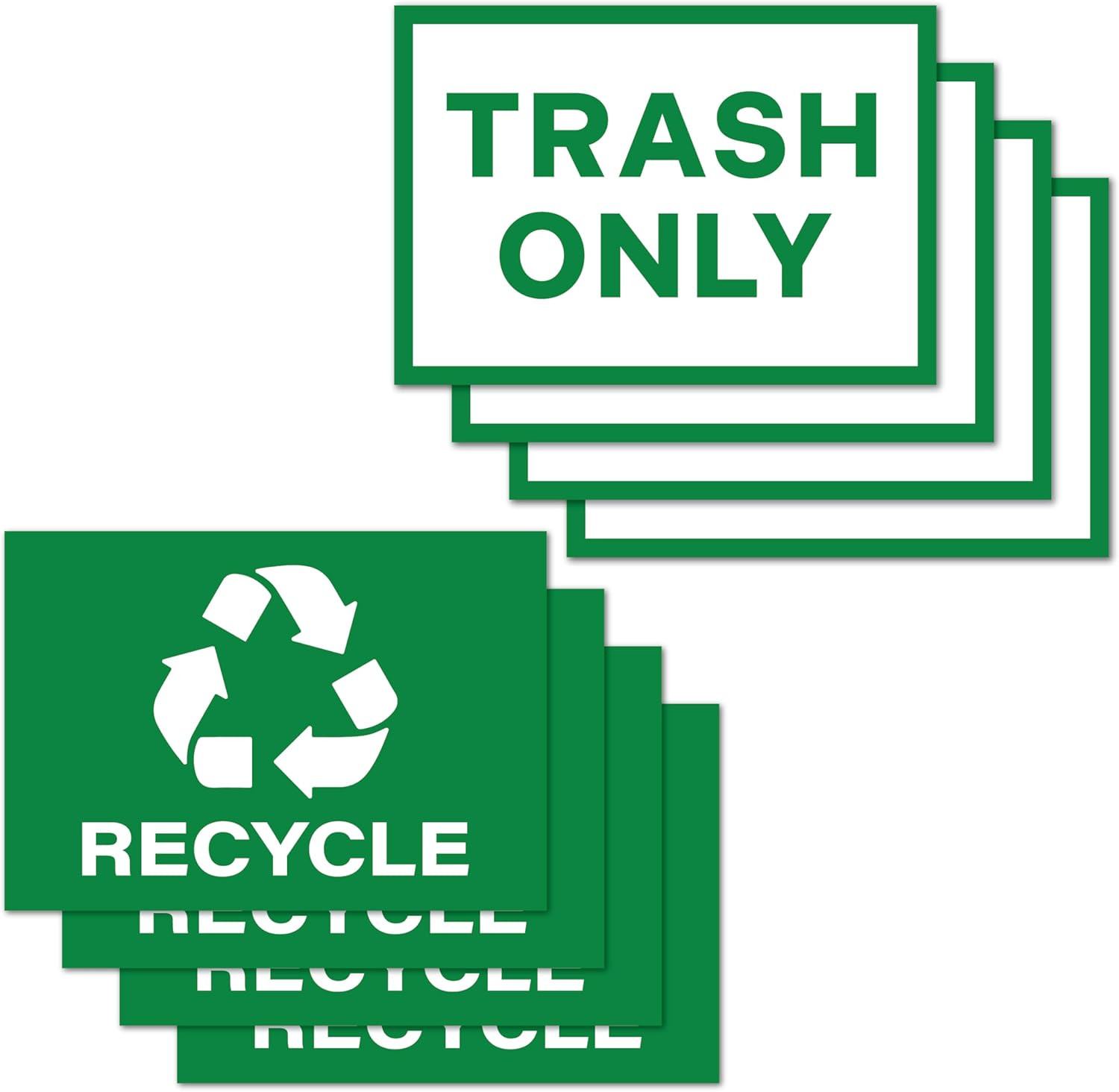Trash and Recycle – sticker decals / home and office container / various sizes!