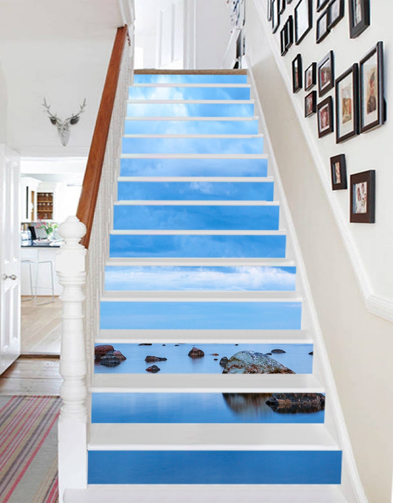 3D Blue Sky Sea AZ1217 Stair Risers Decoration Mural Vinyl Wallpaper Kay