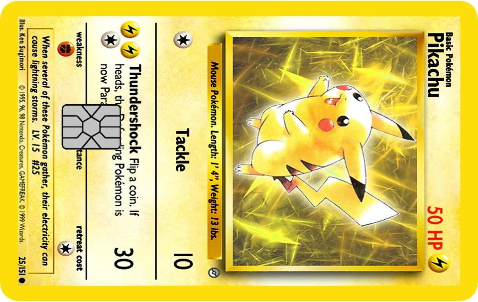 Pikachu Pokémonster Card Collection Credit Card Skin Wrap Decal Pre-Cut Sticker