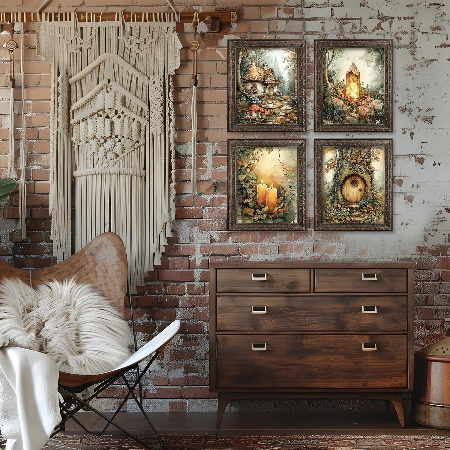 Locomiss Vintage Fairy Cottagecore Wall Art Decor Posters, Mushroom Forest Wa…