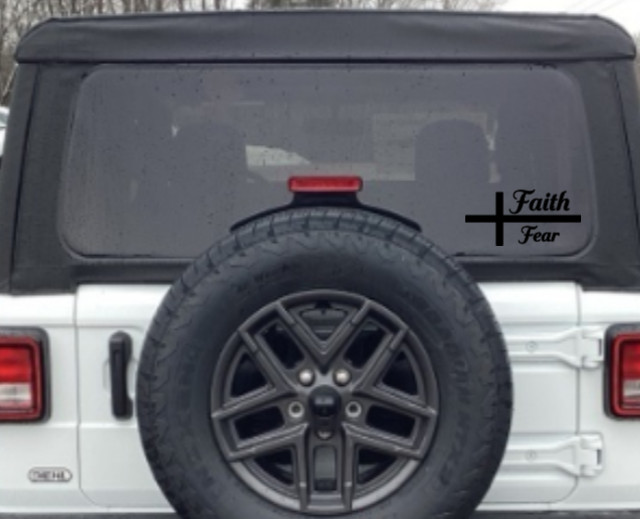 Faith Over Fear Vinyl Bumper Sticker | Cross Decal | Car Truck Window Mirror Art