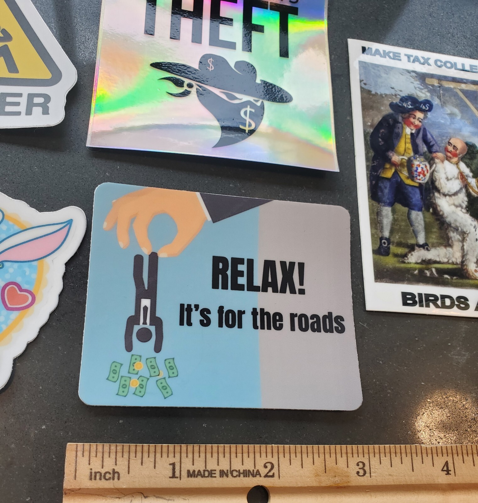 RELAX ITS FOR THE ROADS TAXATION IS THEFT STICKERS (5) 5 YEAR WARRANTY