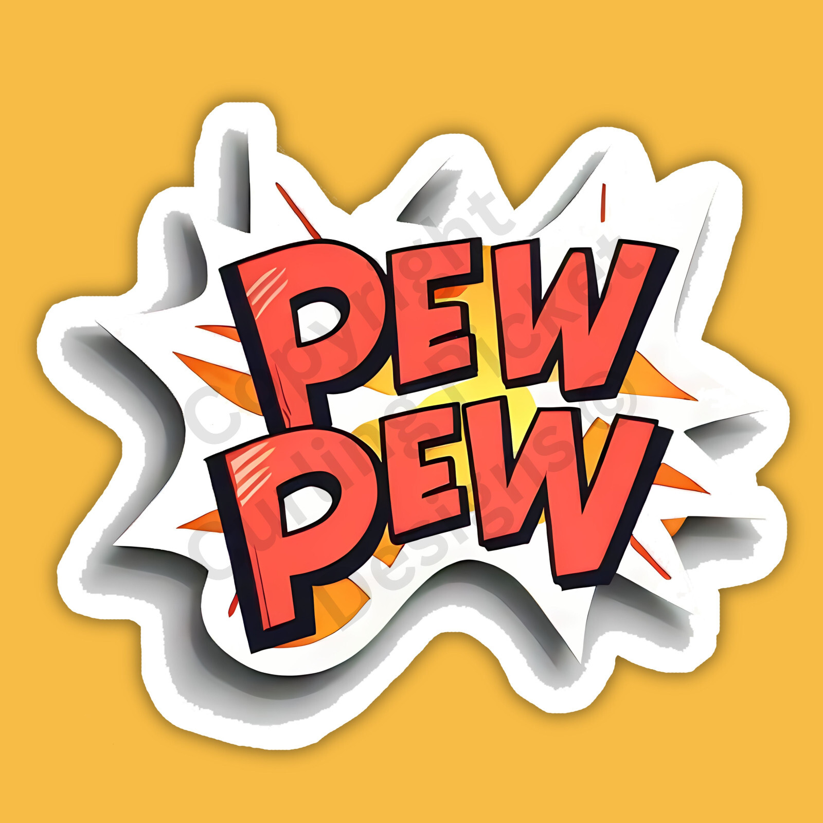 Pew Pew Gun 2nd Ammendment Range Bag Case Funny 3" Vinyl Sticker