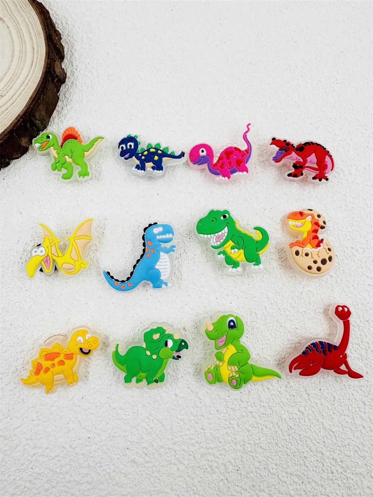 12 Multicolor Glow In Dark Dinosaur Shoe Charms For Crocs And Sandals