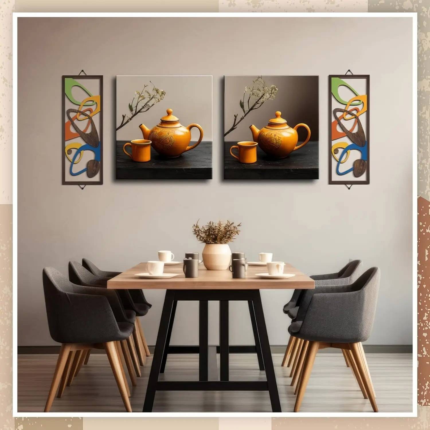 2Pcs Modern Decor Elegance Wall Accents Interior Panel Wood Art Geometric Wall