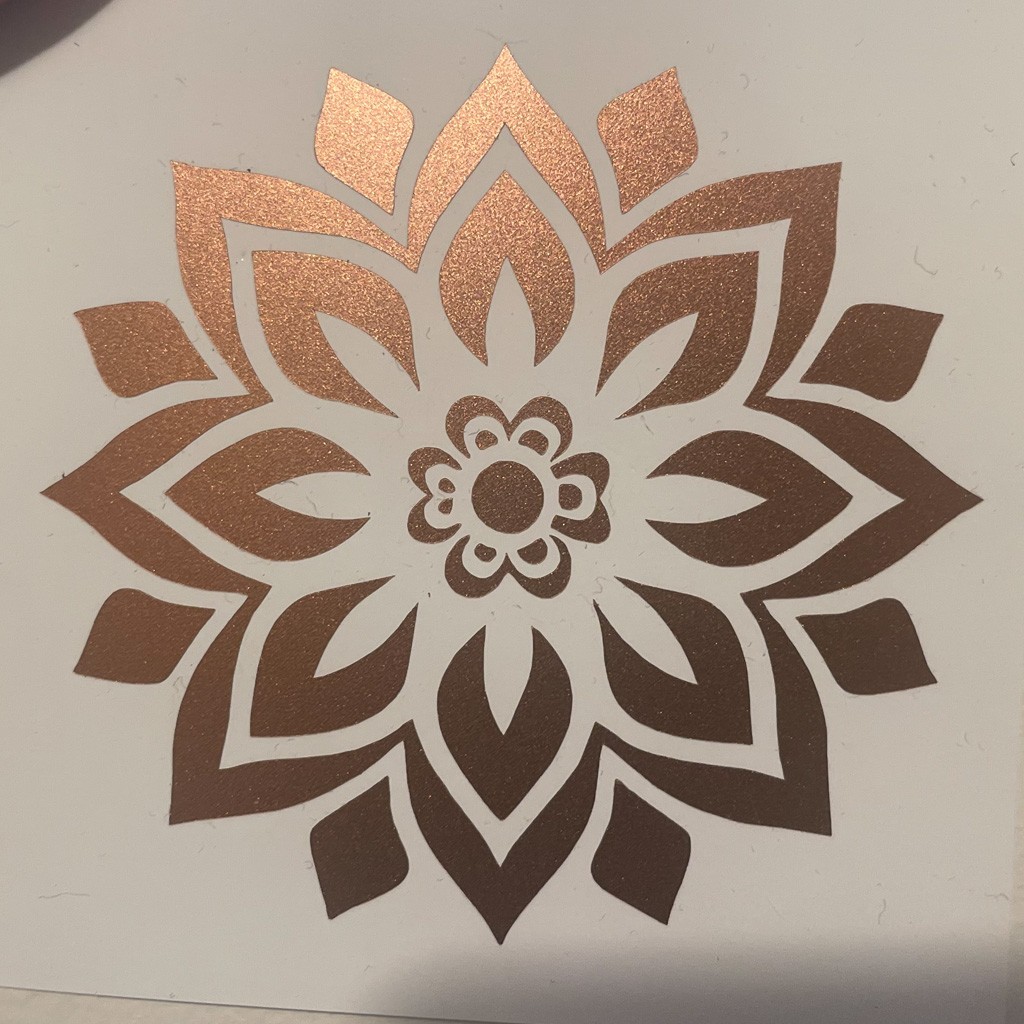 Mandala Flower Sticker Decal Car Window Yoga Zen Rose Gold Copper Metallic 3×3"