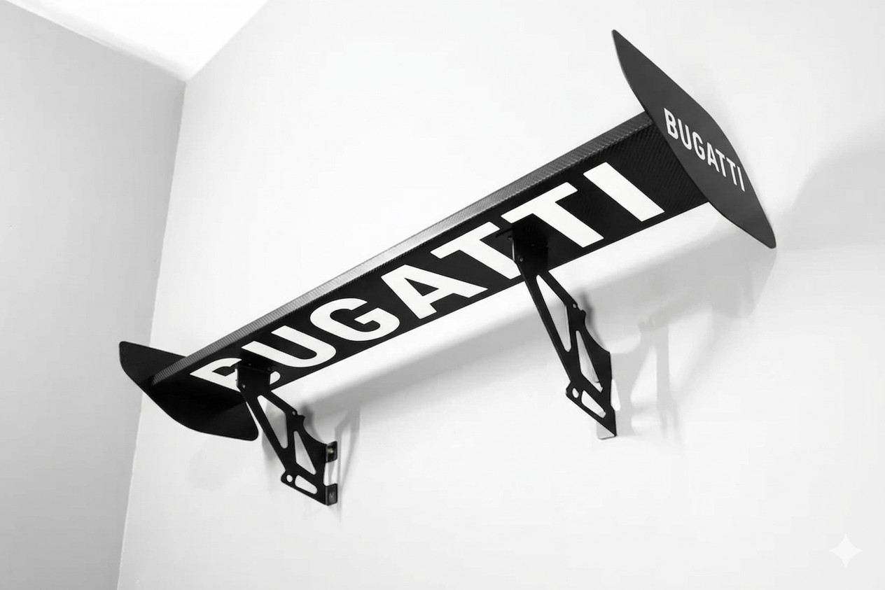 Bugatti Car Wing Shelf Car Spoiler Style Rear Wall Shelf – Automotive Home Decor