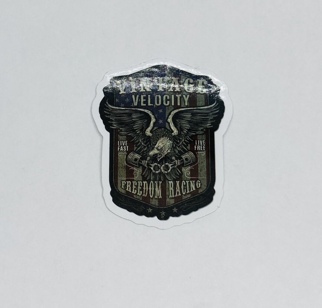 Vintage Velocity Sticker Freedom Racing Eagle Motorcycle Window Car Bumper Tc6