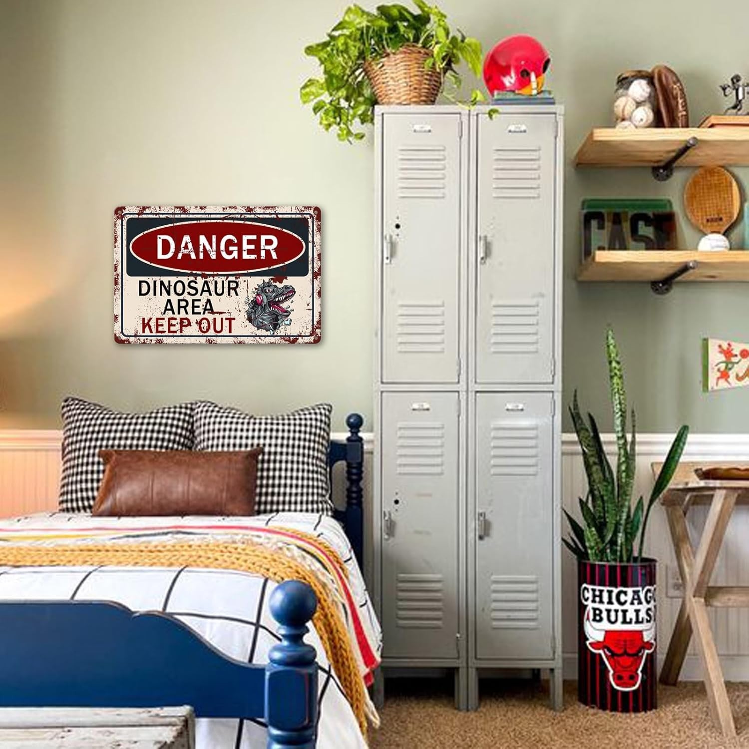 Eco-Friendly 8×12 Inch Dinosaur Metal Tin Sign – Fun Wall Decor for All Spaces