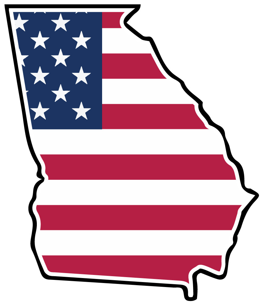 State of Georgia Flag Map Sticker Decal USA Georgia State