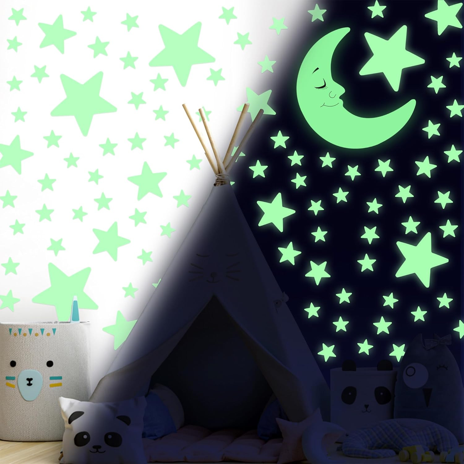 241PCS Glow in the Dark Stars Stickers for Ceiling Wall Room Decor – Green