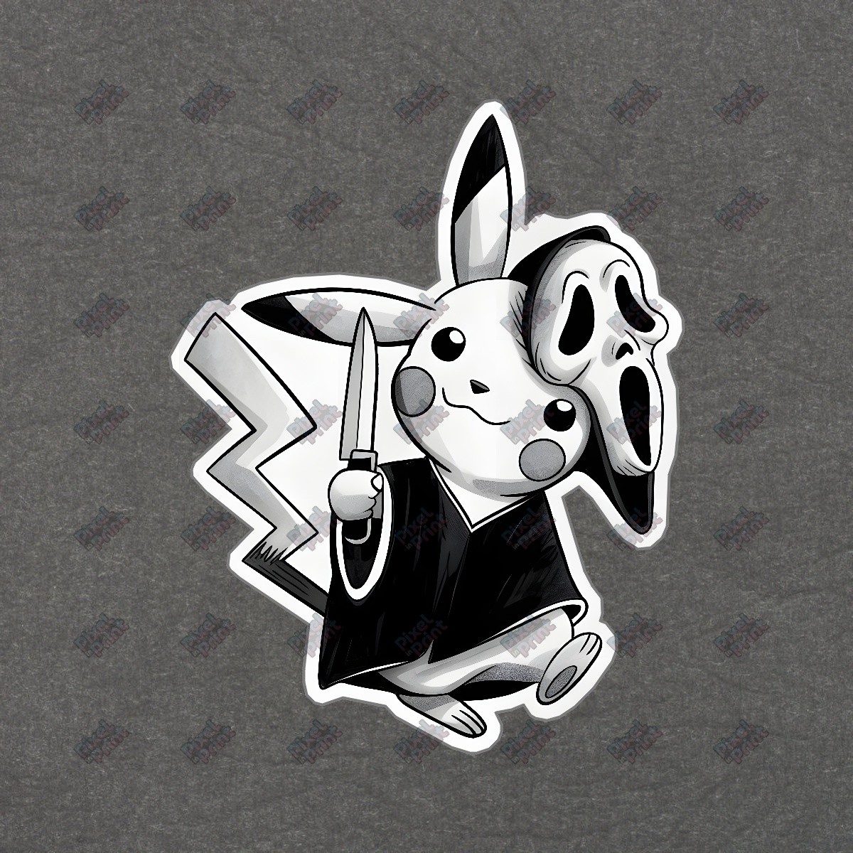 Unique Pikachu Ghostface Art Edgy Cartoon Sign for Pokémon & Horror #19075