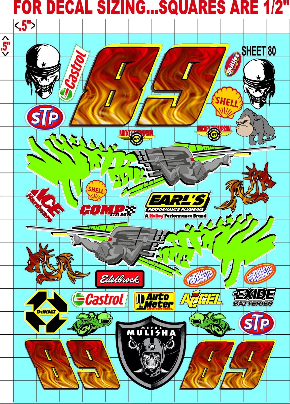 WHITE Vinyl Sticker Sheet 80-FAST-R/C MODEL Decal fits 1/10-1/16 Scale &FURIOUS
