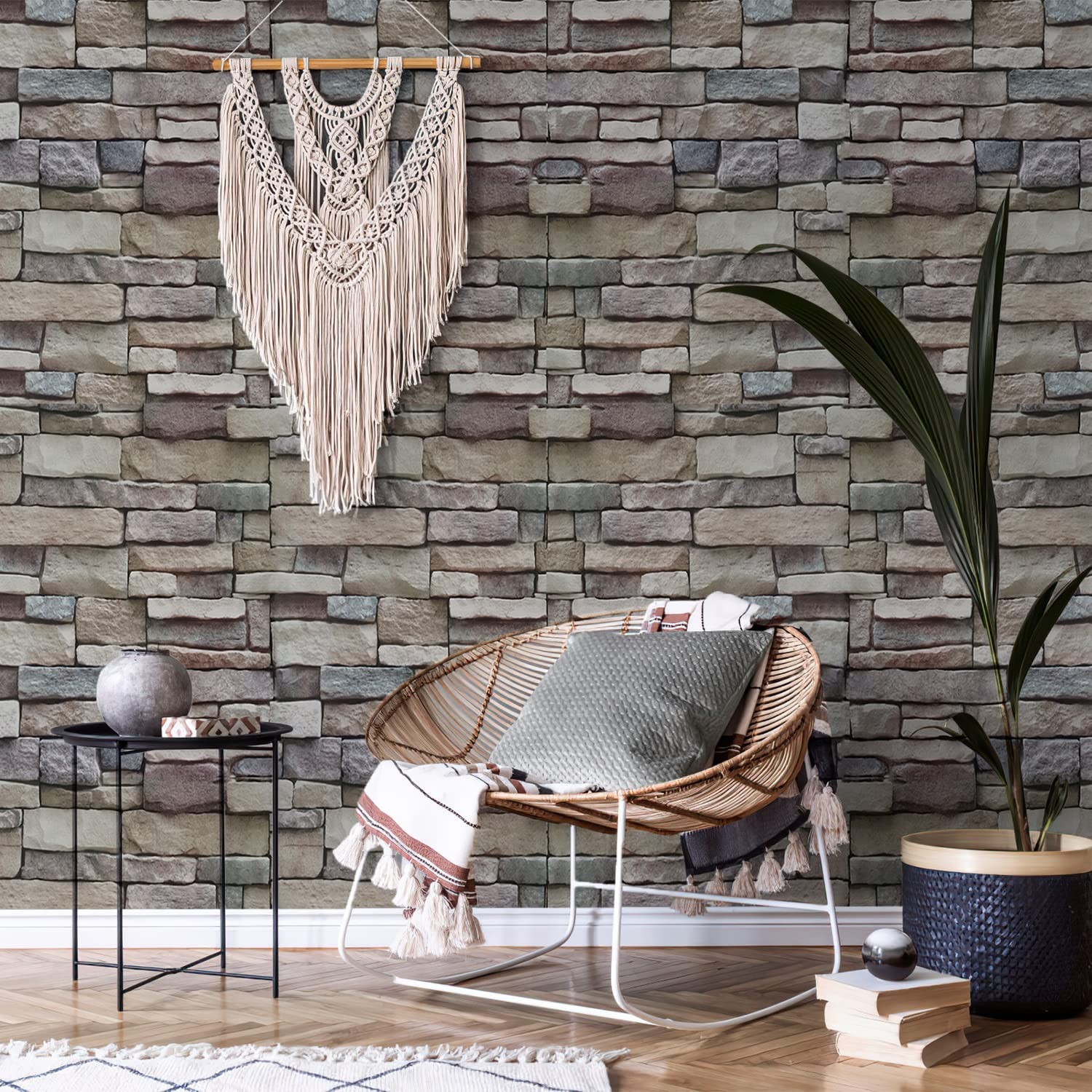 Ohmywor Stone Wallpaper Peel and Stick Brick Wallpaper Self-Adhesive 17.71"x …