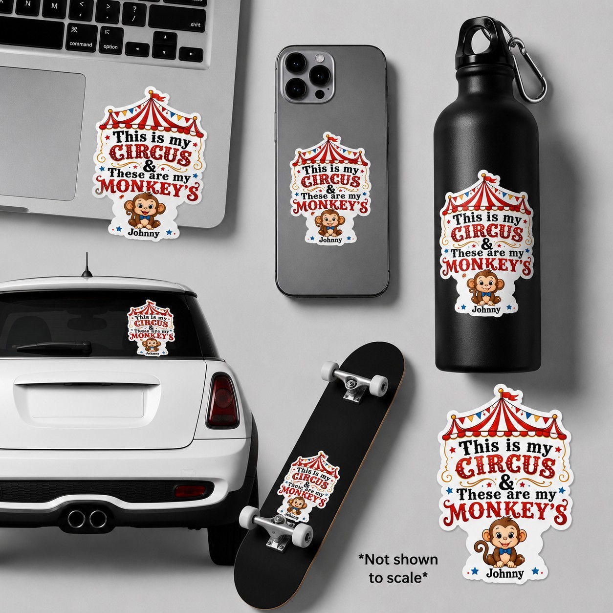 Custom "This Is My Circus These Are My Monkeys" Vinyl Bumper Sticker Decal Gift
