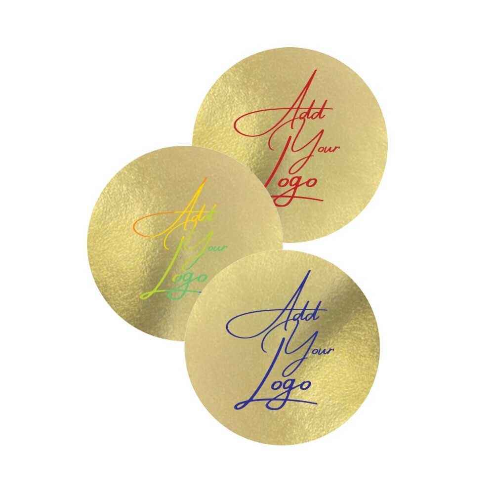 30 Pieces Gold Foil Custom Printed Stickers / Labels 1.5" x 1.5" Stickers