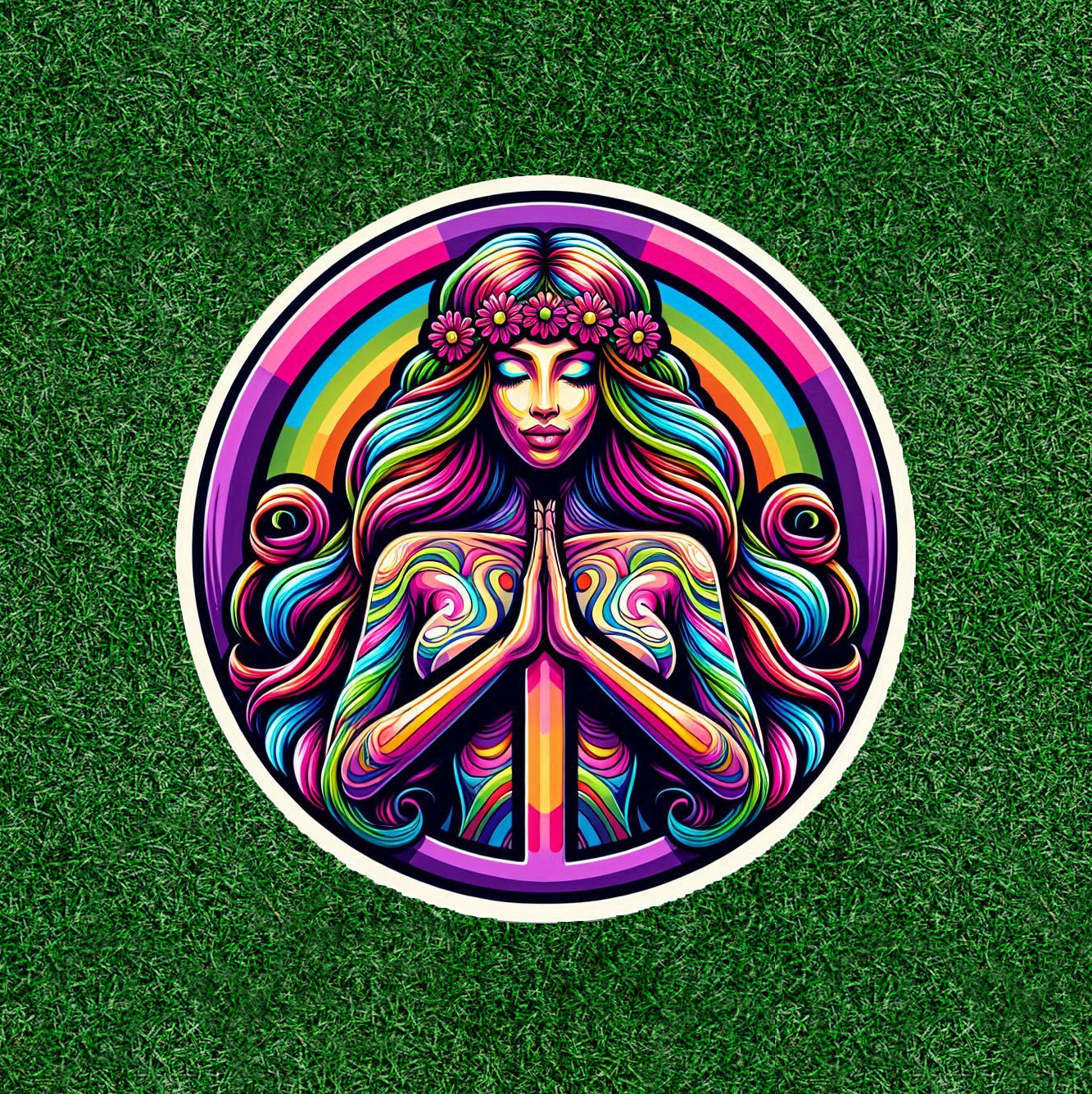 Hippie Girl peace symbol 100% waterproof vinyl sticker decal – many sizes