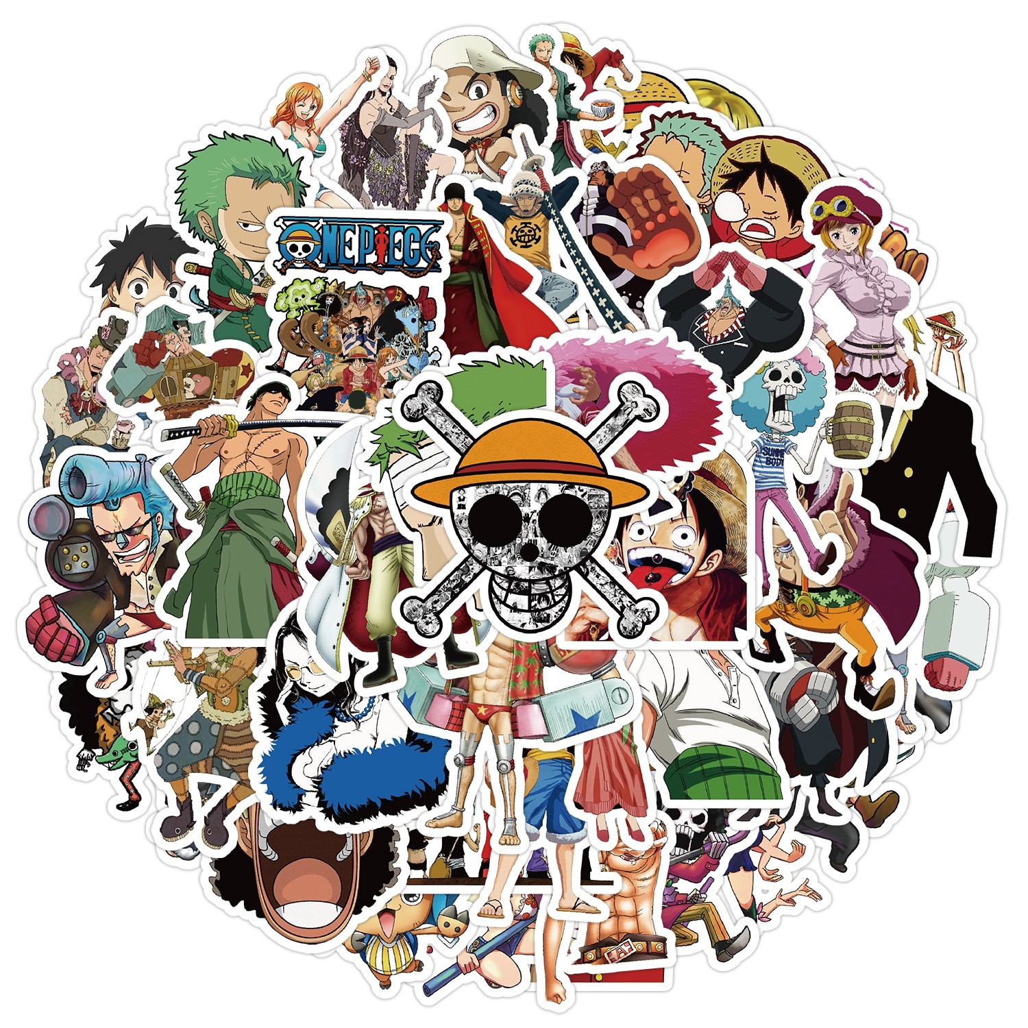 50pcs Waterproof Vinyl Stickers One Piece Anime Luggage Phone Laptop Fridge