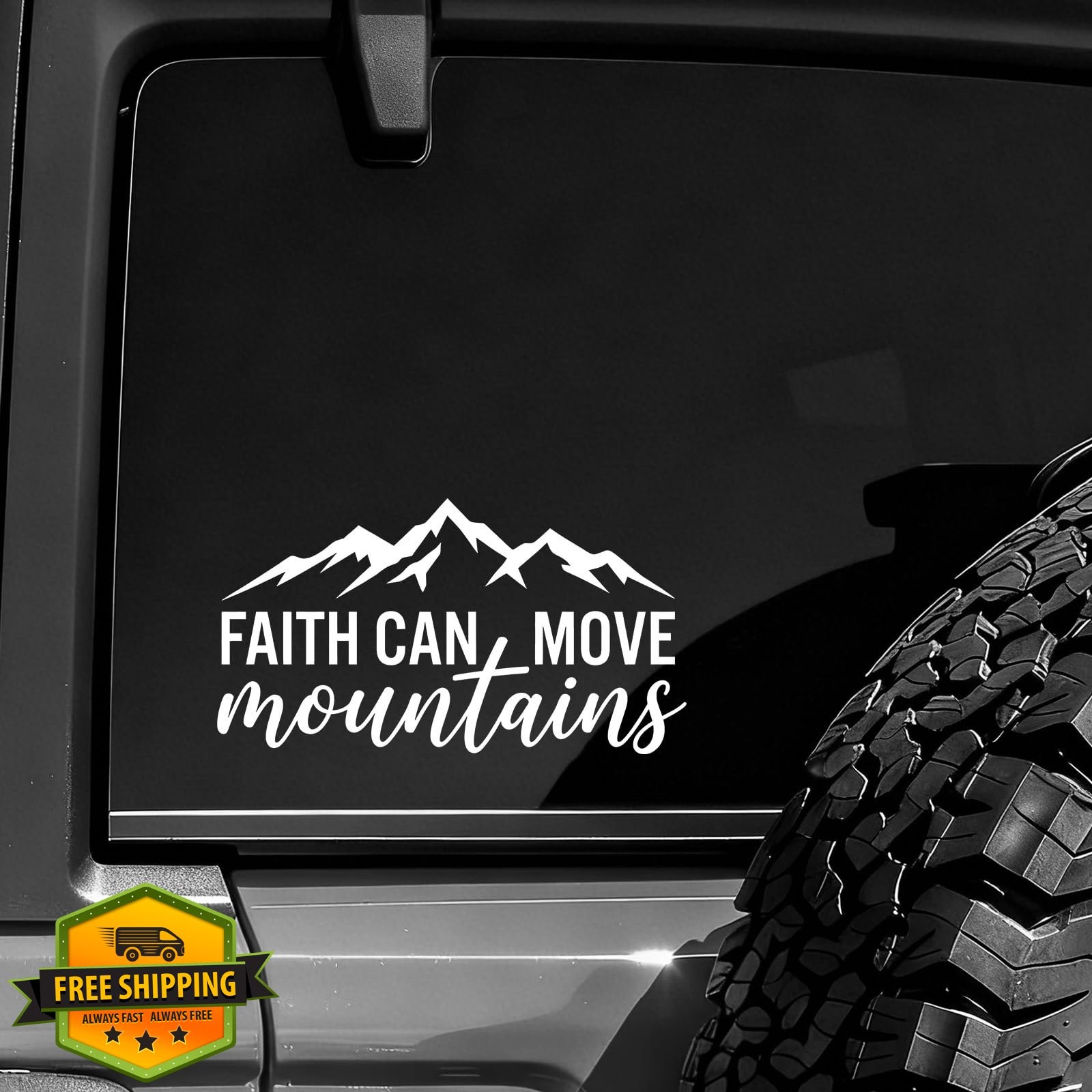 Vemfare Christian Car Decal Faith Can Move Mountains Vinyl