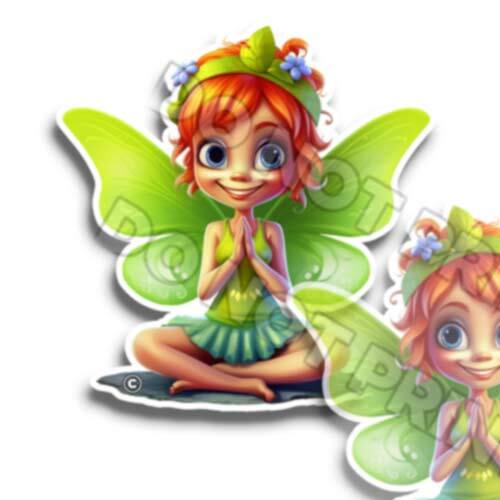 Fairy Stickers Cute Happy Orange Hair Green Pixie Stickers Decal M33302 Set of 2