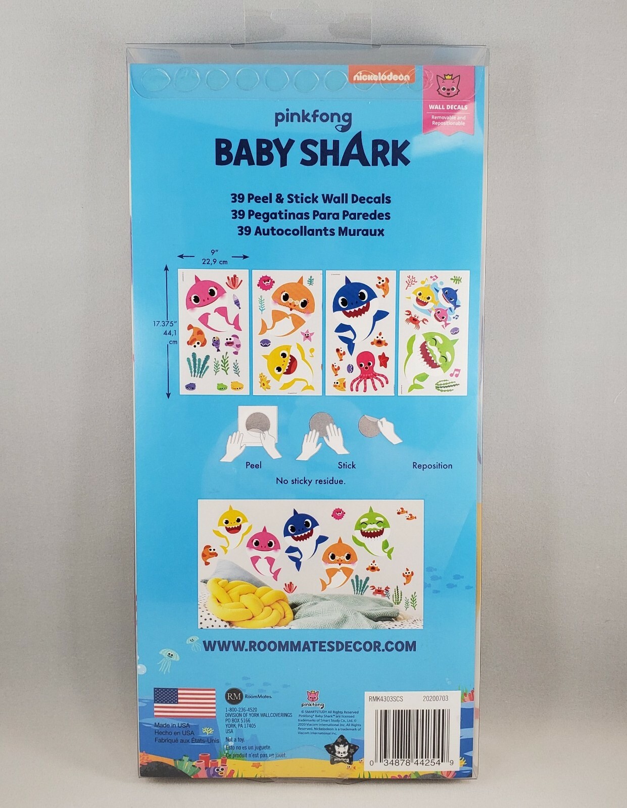 RoomMates Pinkfong BABY SHARK 39 Wall Decals Removable & Repositionable