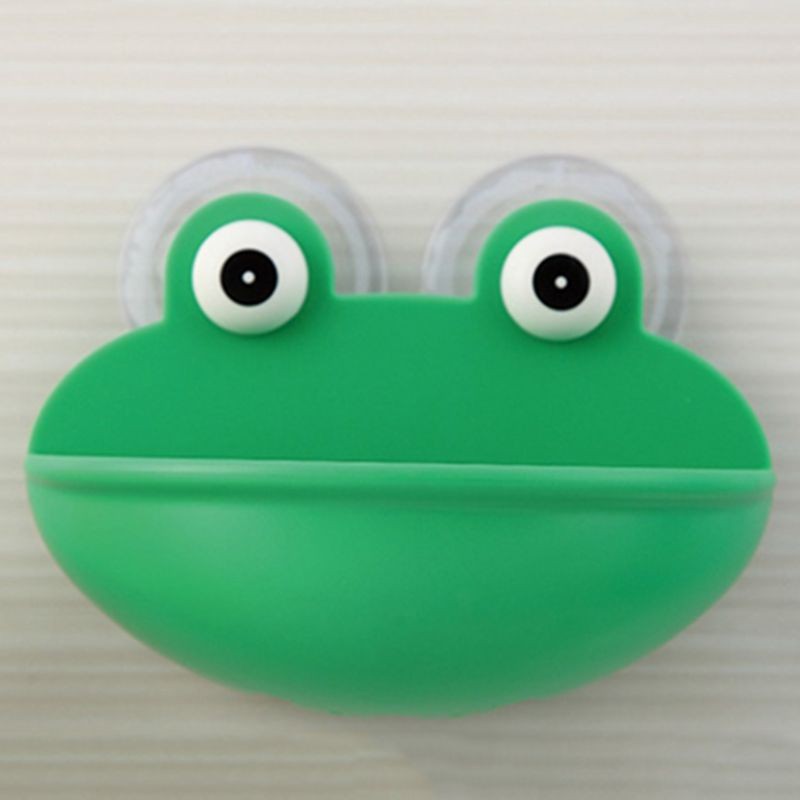 Frogs Shaped Soap Dish Holder with Suction Cups Kitchen Bathroom Soapbox for Cas