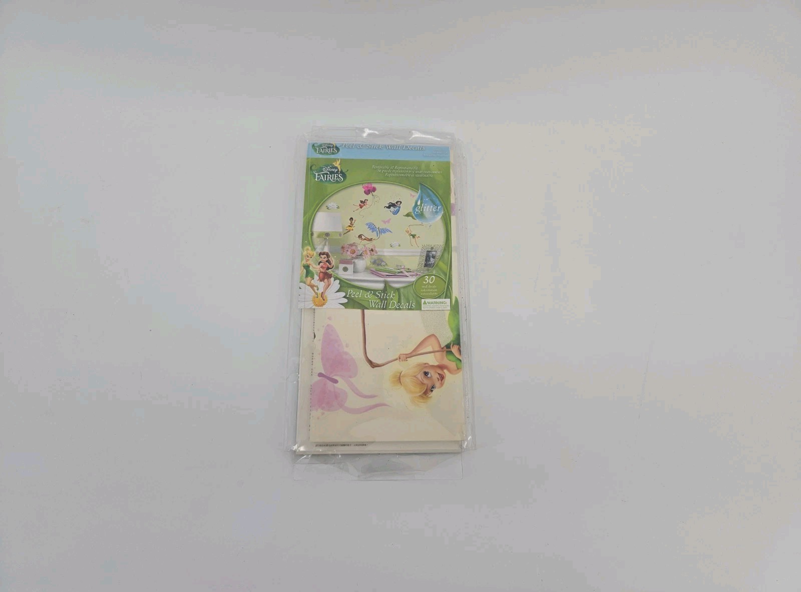 New Disney Fairies Peel & Stick Wall Decals Glitter 30 Pcs