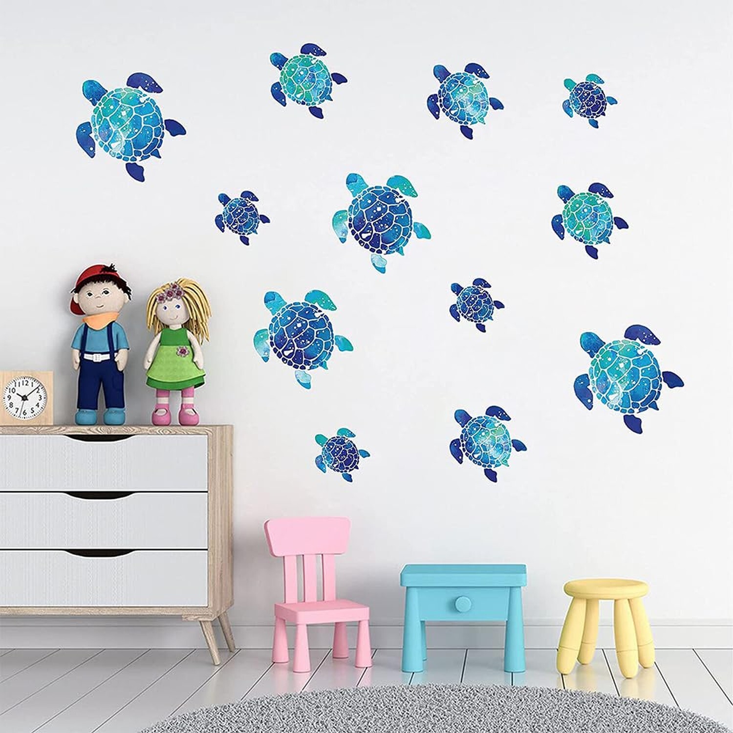 24 Pieces Sea Turtle Wall Decals Turtle Vinyl Stickers for Bathroom Underwate…