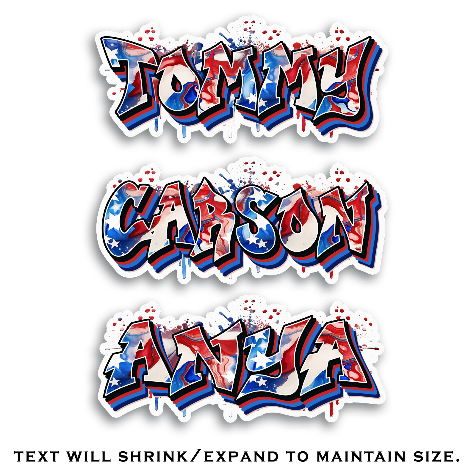 Custom USA Patriotic Name Sticker Graffiti Vinyl Decal Gift Water Bottle Laptop