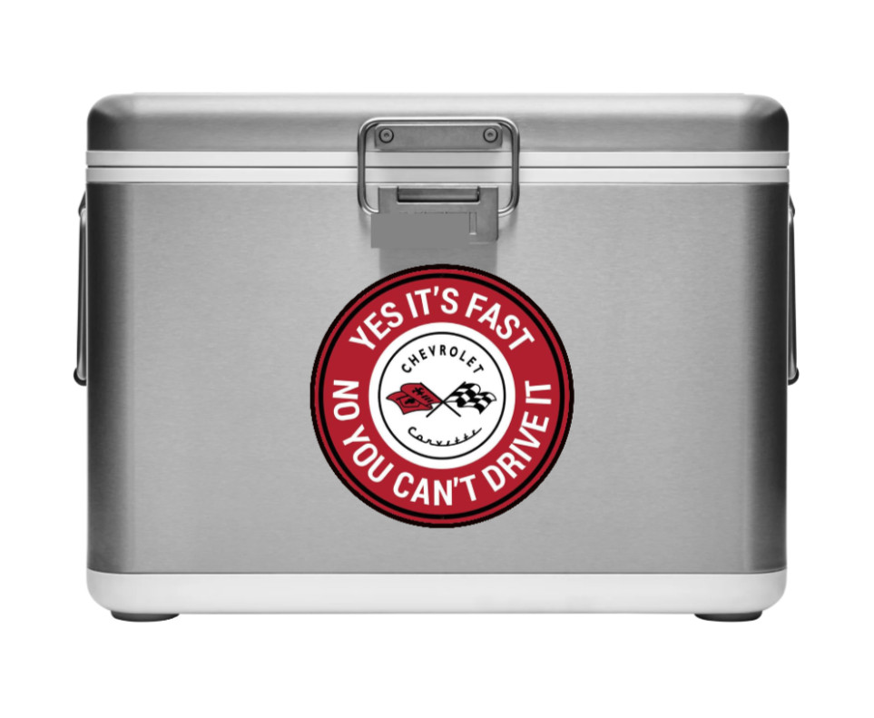 Car Classics "Fast Corvette" – 4" Handcrafted Vinyl Decal Cooler Vehicle Laptop