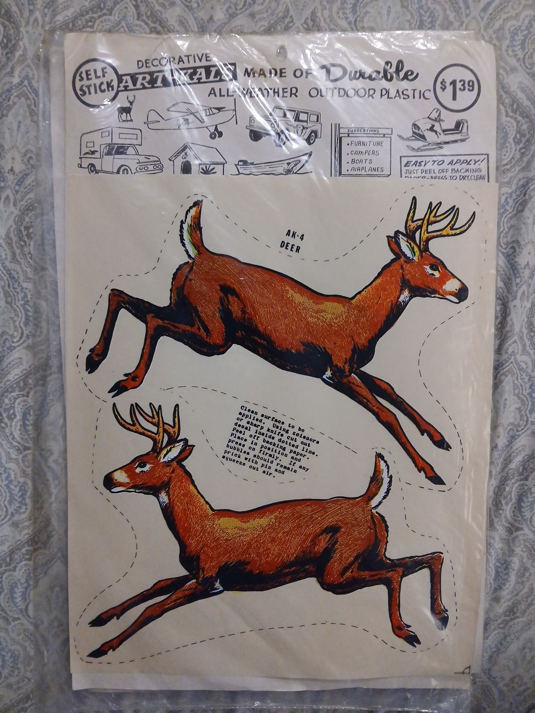 Vintage Dyer Specialty Co. Sport-Stik Hunting Deer/Buffalo Decal NOS 1960s Rare